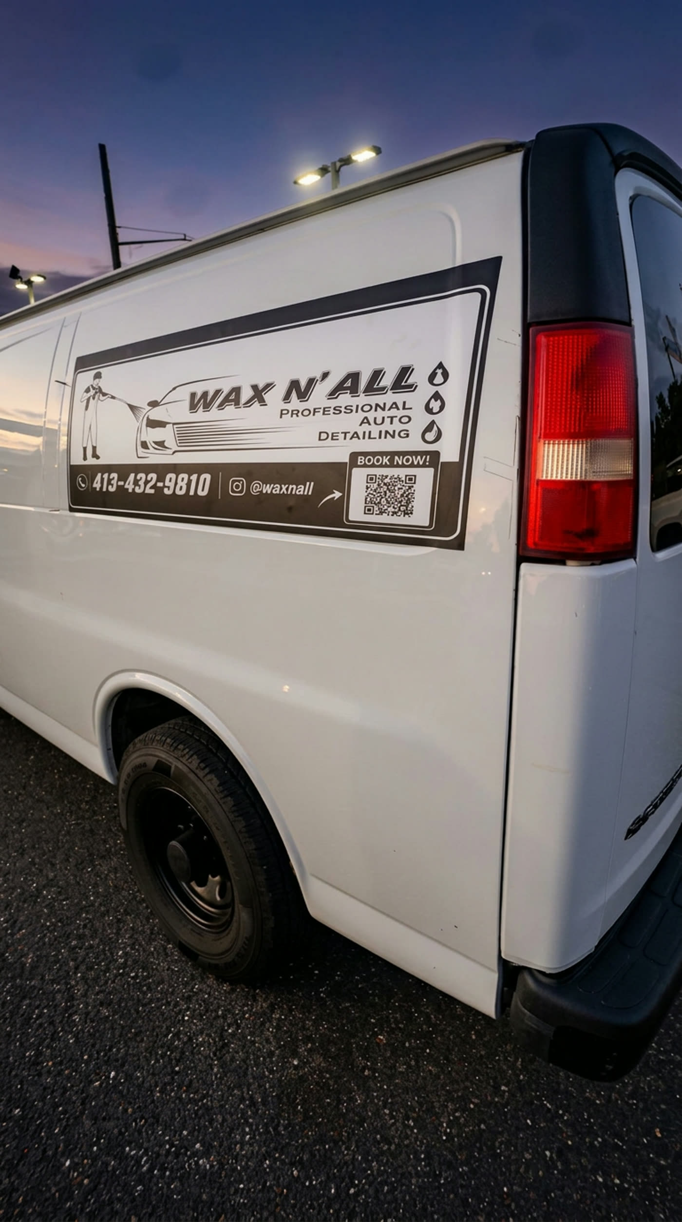 Wax N' All Professional Auto Detailing branded service van
